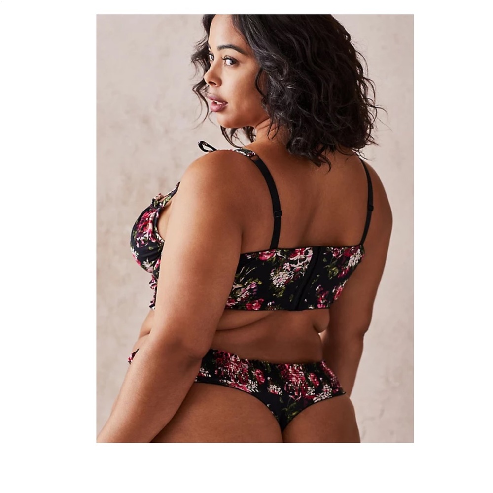 NWT torrid set black floral bra & thong panty - Picture 3 of 8